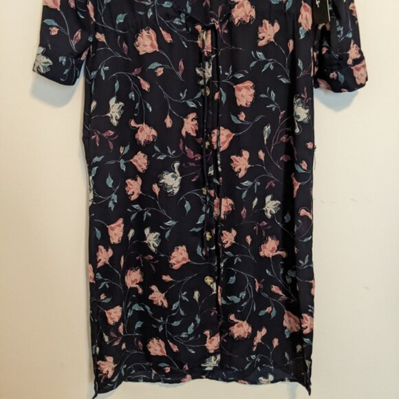 NWT Lulu's Rue navy blue floral shirt dress size small - Picture 8 of 11